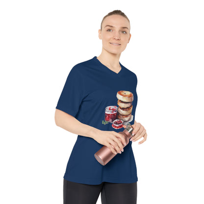 Women’s Performance V-Neck T-Shirt - Watercolor Culinary Art - Food Illustration