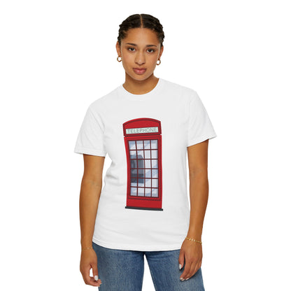 Unisex Garment-Dyed T-shirt - Iconic British Public Telephone