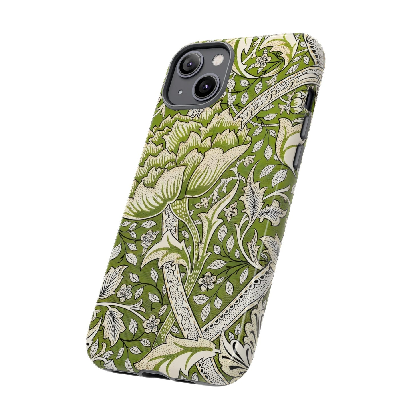 Stylish Phone Case with Floral Design, Durable Protective Cover for iPhone, Unique Gift for Birthdays, Mother's Day, Green Aesthetic