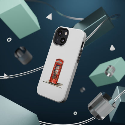 Red Telephone Booth Phone Case, Magnetic Tough Cases for Protection, Unique Gift for Phone Lovers, British Theme, Travel Accessory