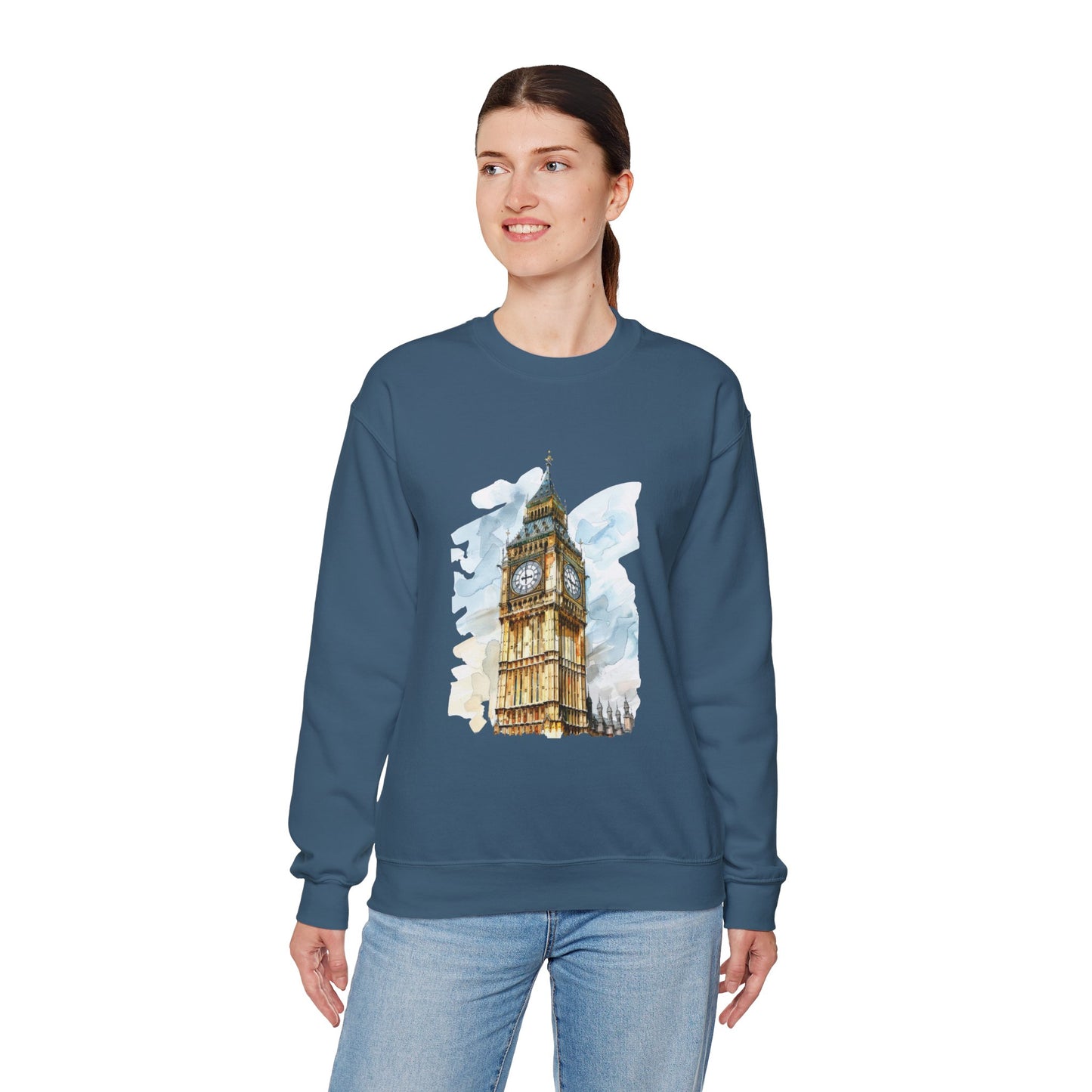 Unisex Heavy Blend™ Crewneck Sweatshirt - Towering Time - Big Ben and British Heritage