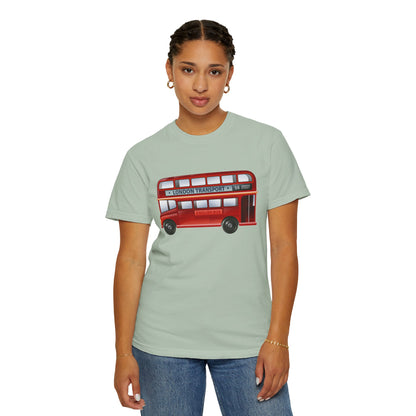 Unisex Garment-Dyed T-shirt - Rolling Through History: The British Red Bus