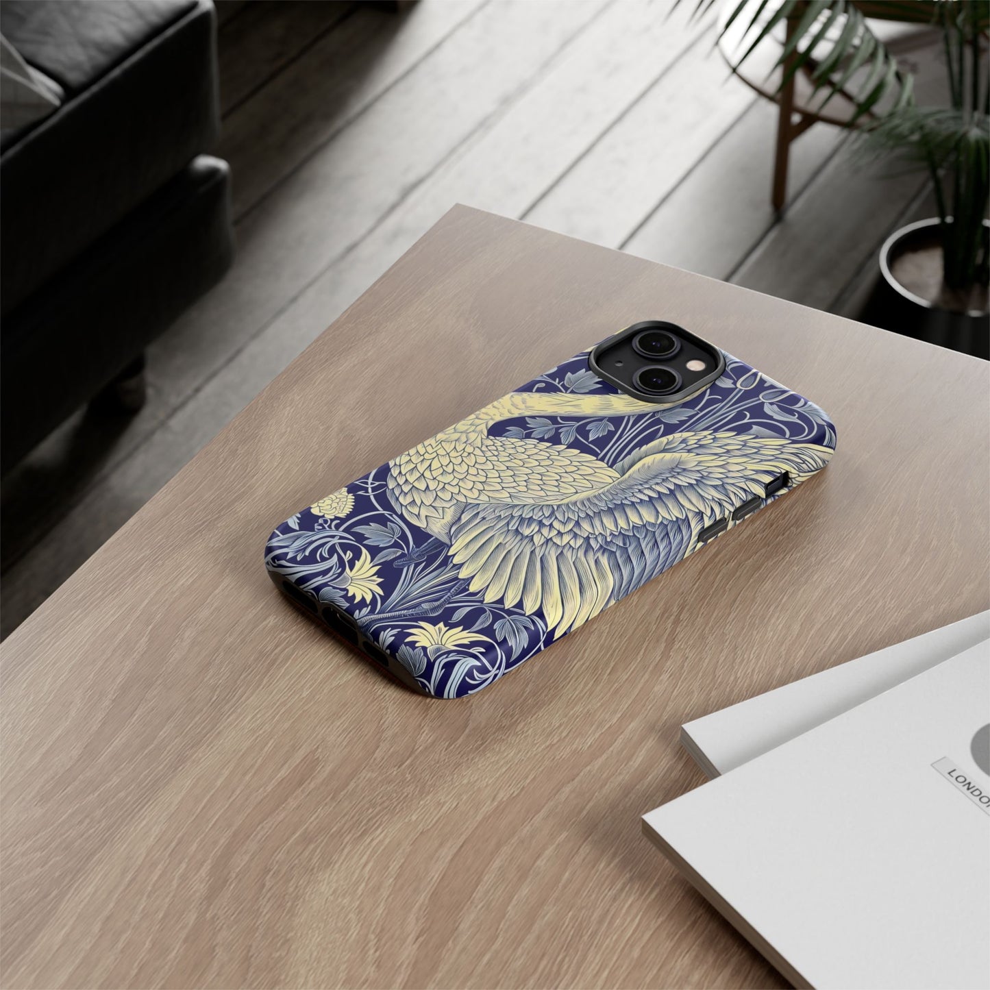 Elegant Swan Phone Case, Floral Design, Tough Cases for Gift, Stylish Protection, Unique Phone Accessory, Modern Floral Art