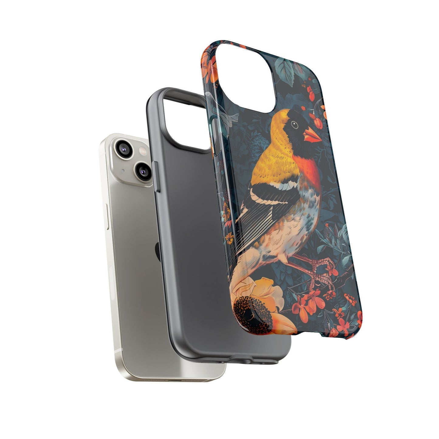 Colorful Bird Phone Case, Floral Phone Cover, Tough Phone Protector, Nature Lover Gift, Botanical Case, Unique Mobile Accessory