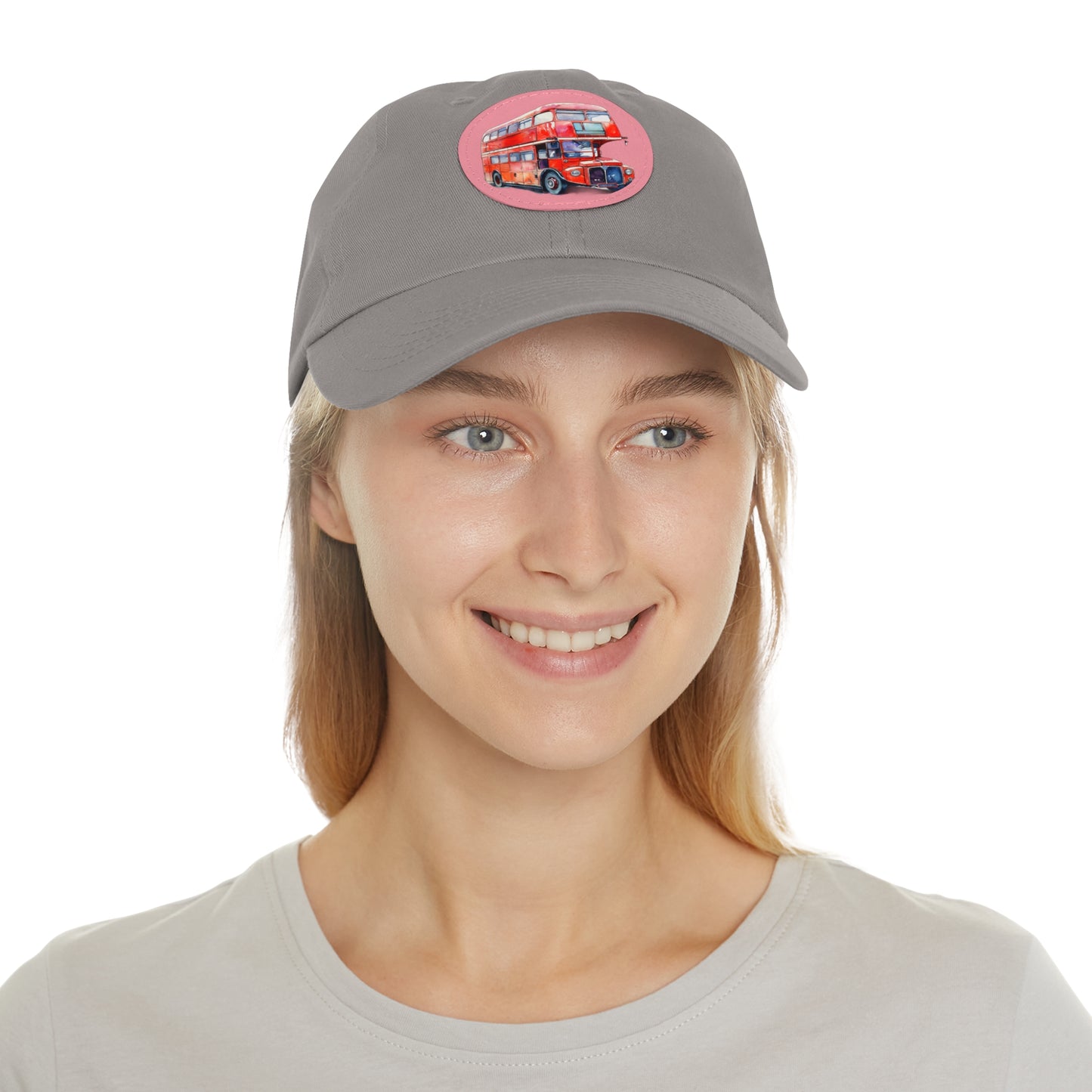 London Bus Dad Hat with Leather Patch, Father's Day Gift, Casual Style Cap, Unique Dad Hat, Travel Accessory