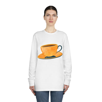 Long Sleeve Crewneck Tee - Elegant British Tea Cup - Classic Tea Time Style