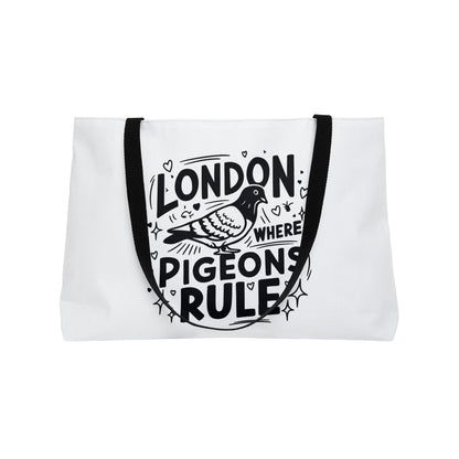 London Pigeons Rule Weekender Tote Bag, Travel Bag, Beach Bag, Shopping Tote, Perfect for London Lovers, Vacation Essential