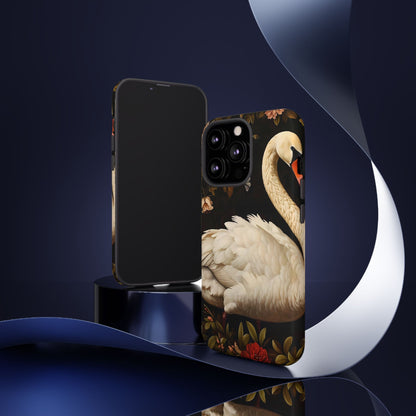 Elegant Swan Phone Case, Floral iPhone Cover, Tough Phone Case, Gift for Her, Nature Lover, Mother's Day, Birthday