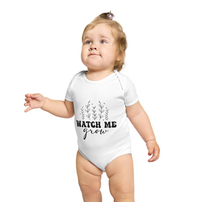 Cute 'Watch Me Grow' Short Sleeve Baby Bodysuit