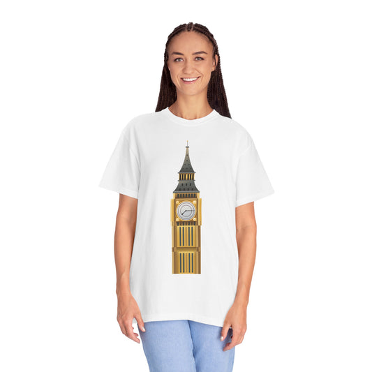 Unisex Garment-Dyed T-shirt - Towering Time - Big Ben and British Heritage