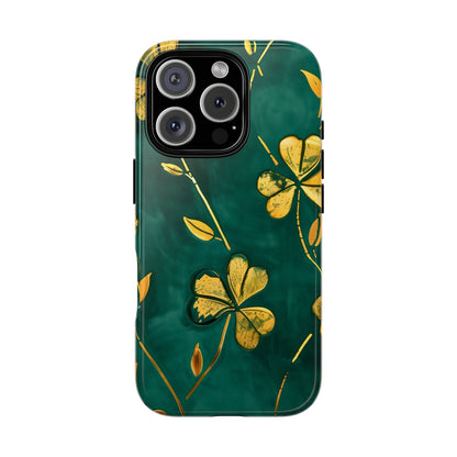 Floral Phone Case with Gold Accents, Tough Phone Cover, Stylish Phone Protector, Unique Gift for Her, Nature Lover Accessory
