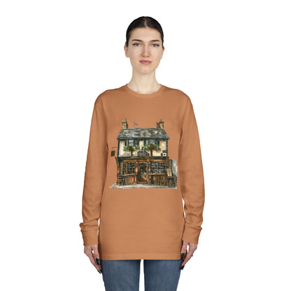 Long Sleeve Crewneck Tee - Charming British House - Classic Design and Warmth