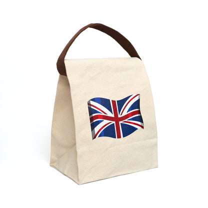 Waving UK Flag Canvas Lunch Bag With Strap