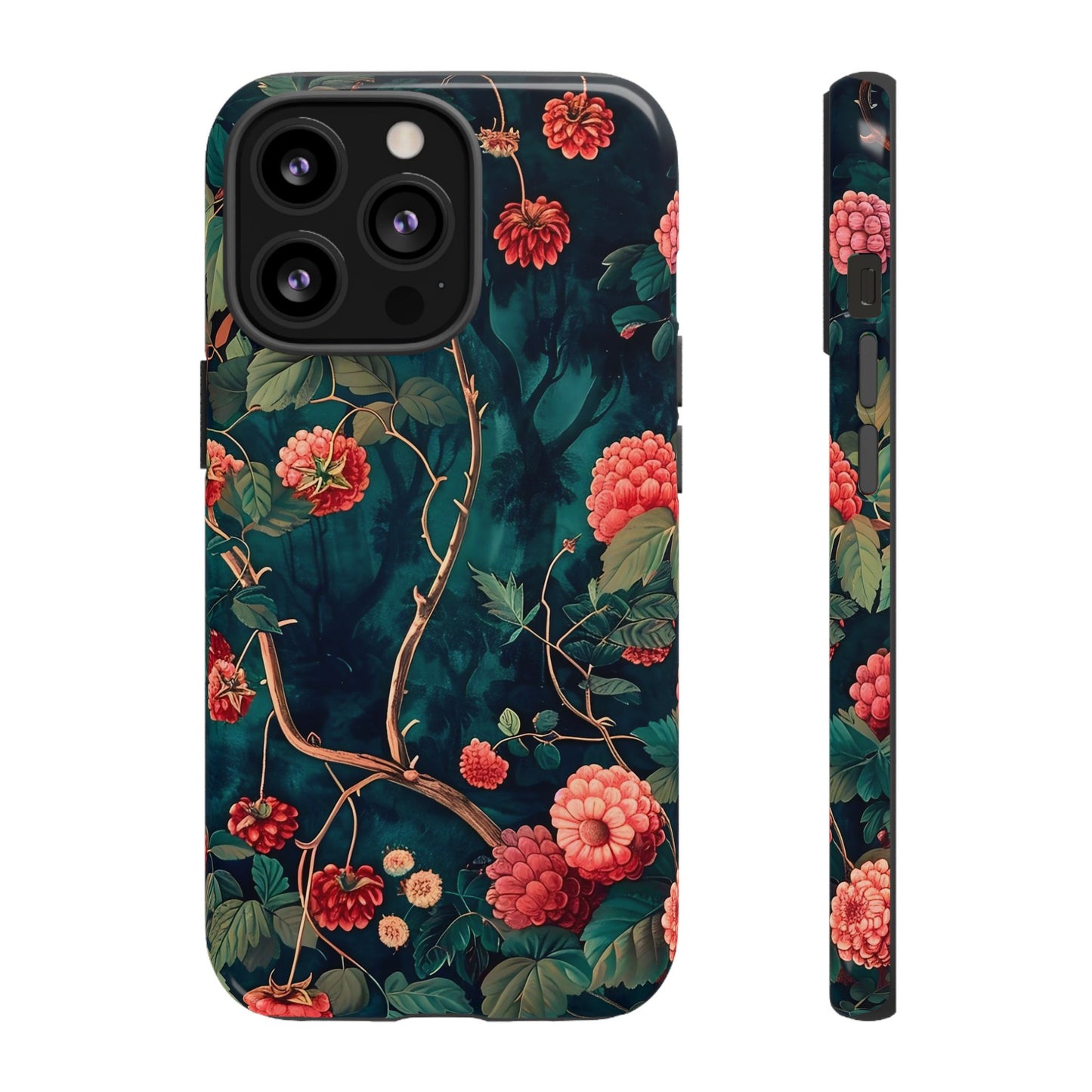 Floral Tough Phone Case with Vibrant Berry Design, Protective iPhone Skin, Gift for Nature Lovers, Elegant Tech Accessory, Unique Gift Idea