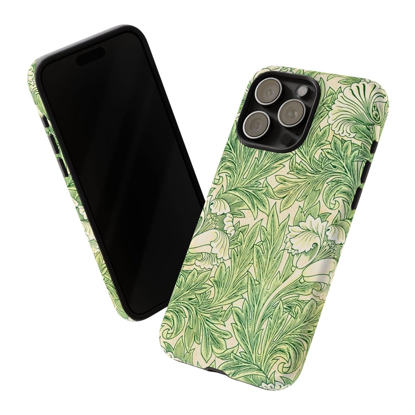 Green Floral Phone Case, Botanical iPhone Cover, Tough Phone Shell, Nature-inspired Gift, Eco-friendly Tech Accessory