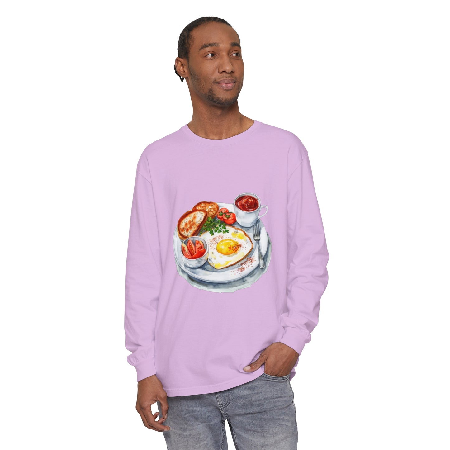 Unisex Garment-dyed Long Sleeve T-Shirt - British Food - Traditional Dishes and Culinary Delights