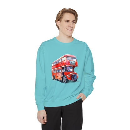 Unisex Garment-Dyed Sweatshirt Relaxed - London Transport Red Double-Decker Bus