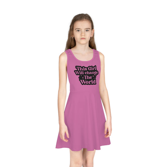 Girls' Sleeveless Sundress - This Girl Will Change the World SVG PNG Design