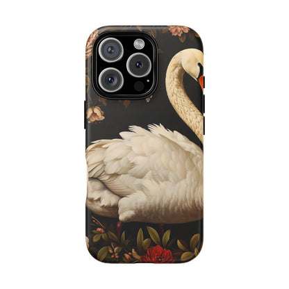 Elegant Swan Phone Case, Floral iPhone Cover, Tough Phone Case, Gift for Her, Nature Lover, Mother's Day, Birthday