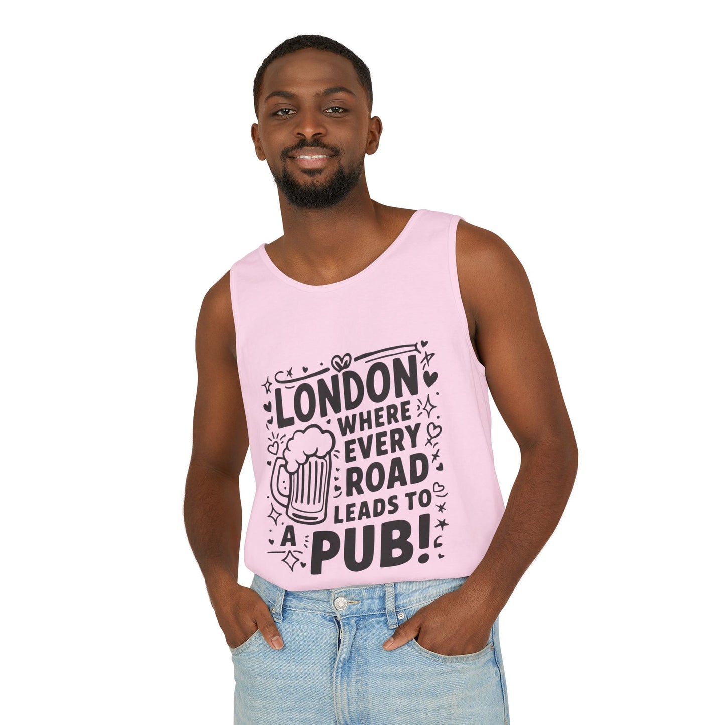 Unisex Garment-Dyed Tank Top - London's Pub Leading Roads