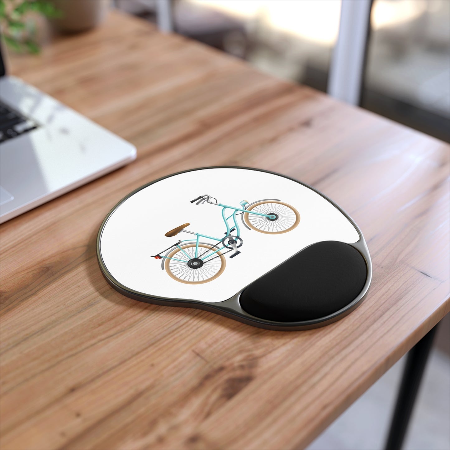 Bicycle Mouse Pad with Wrist Rest, Cute Office Accessory, Ergonomic Mousepad, Gift for Bikers, Desk Decor, Fun Work Supplies