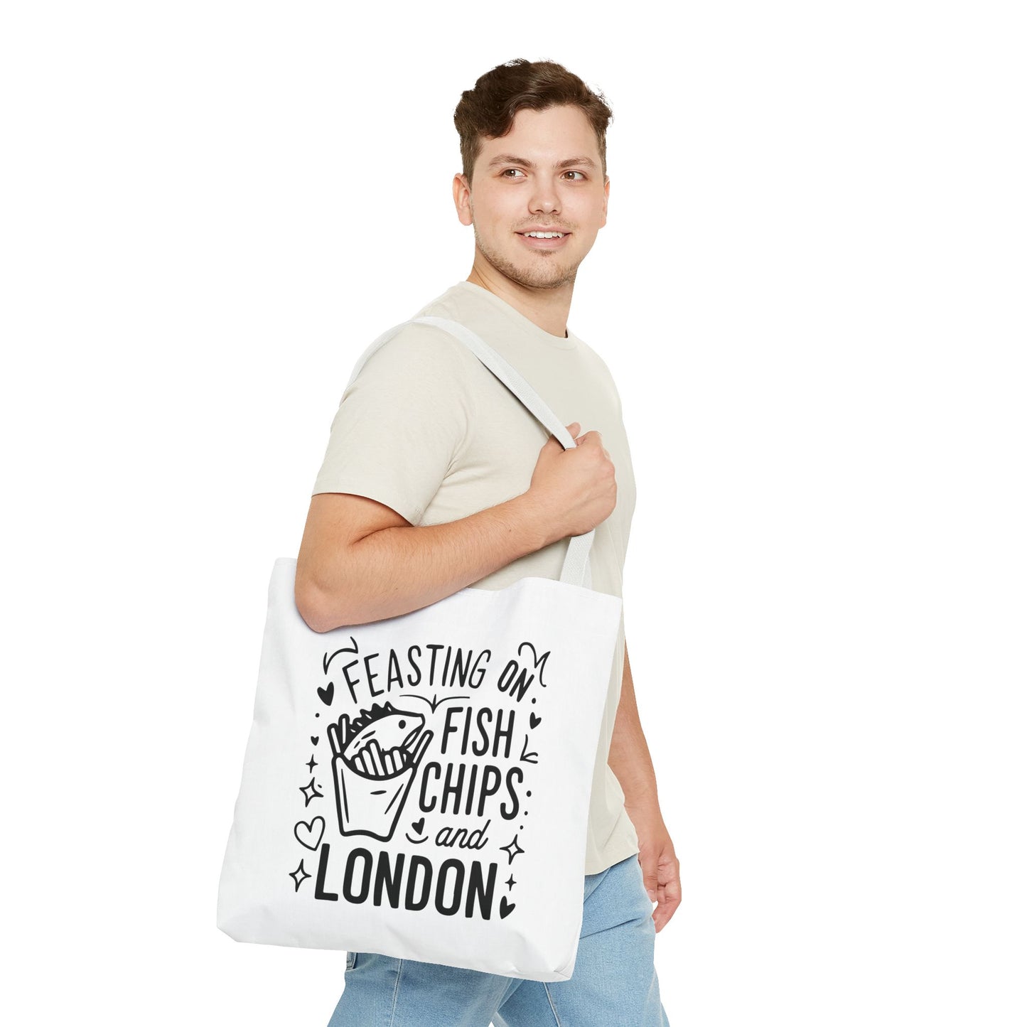 Fish & Chips London Tote Bag, Funny Tote, Gift for Food Lovers, Eco-Friendly Bag, Perfect for Travel & Grocery