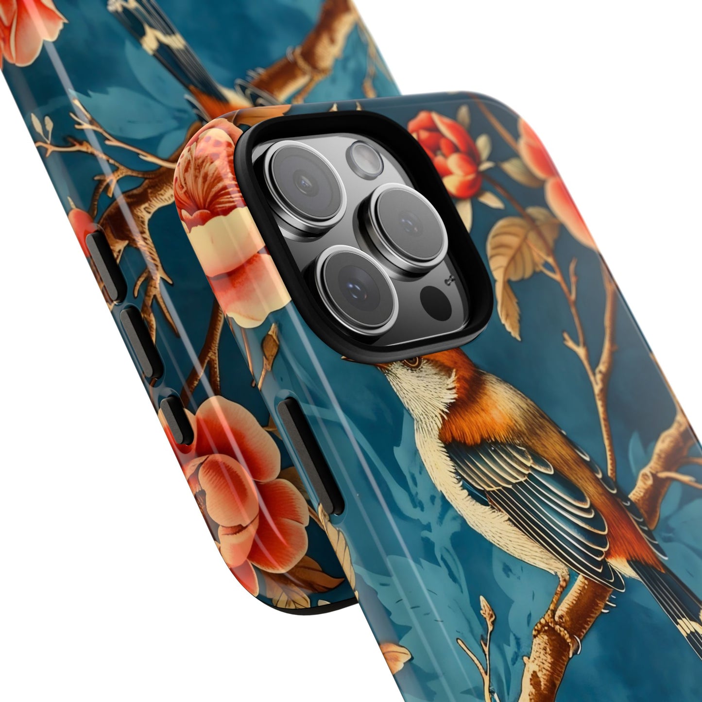 Bird & Floral Phone Case, Tough Cases for Nature Lovers, Gift for Her, Customizable Design, Vibrant Tech Accessories