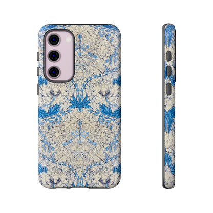 Elegant Floral Phone Case, Tough iPhone Cover, Stylish Mobile Protector, Blue Patterned Case, Unique Gift for Her