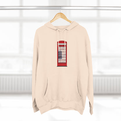 Iconic British Red Telephone Relaxed Three-Panel Fleece Hoodie