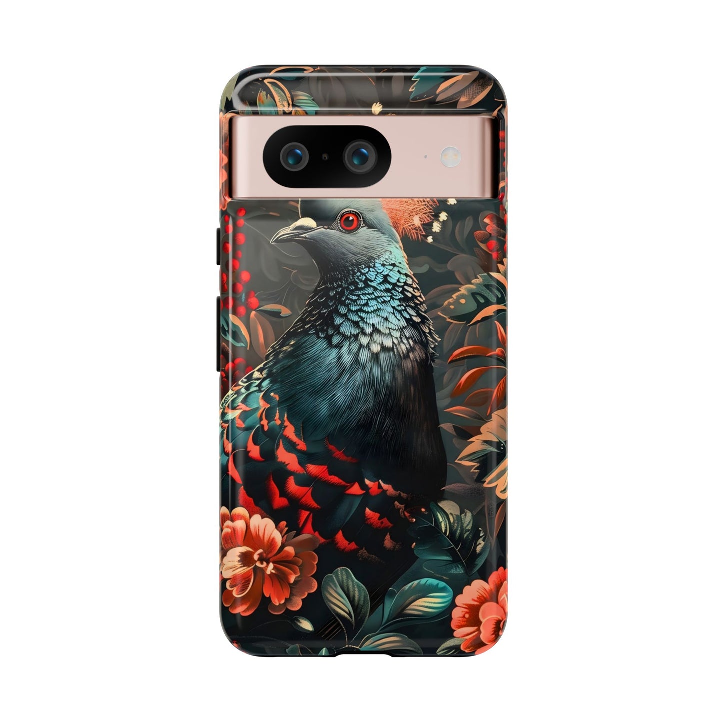 Floral Peacock Phone Case, Tough Cases, Artistic Phone Cover, Unique Gift, Nature Lover Accessory, Protective Case