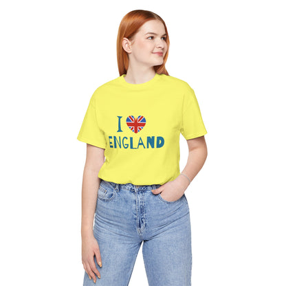 Unisex Jersey Short Sleeve Tee - I Love England - Union Jack Heart Design