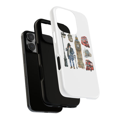 London Iconic Design Phone Case, Tough Cases, Gift for Travelers, London Souvenir, London Icons, Red Bus Phone Case