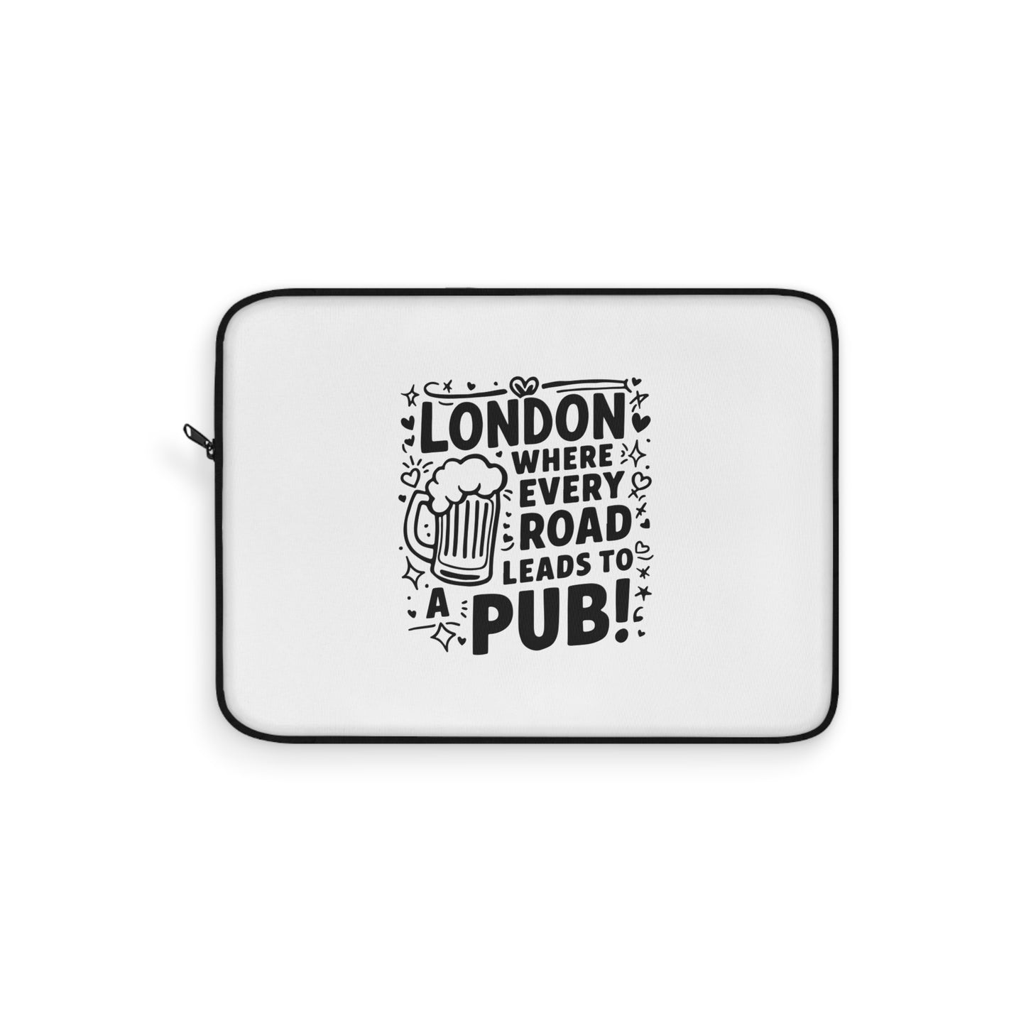 London Pub Laptop Sleeve, Funny Laptop Case, Gift for Travelers, Unique Computer Sleeve, London Design, Geeky Travel Accessory