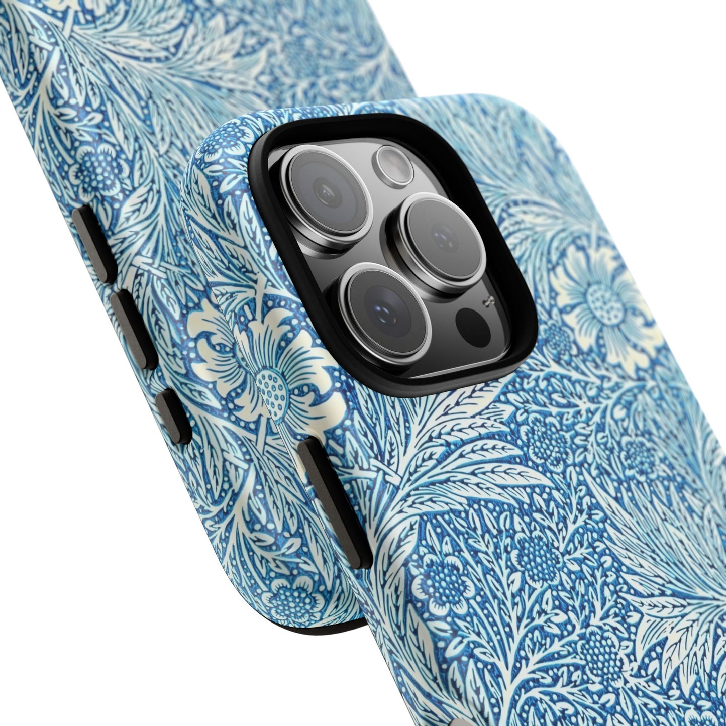 Stylish Phone Case, Tough Floral Phone Cover, Fashionable Tech Accessory, Gift for Her, Blue Flower Design