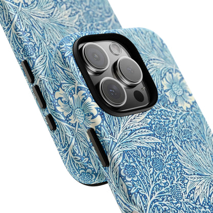 Stylish Phone Case, Tough Floral Phone Cover, Fashionable Tech Accessory, Gift for Her, Blue Flower Design