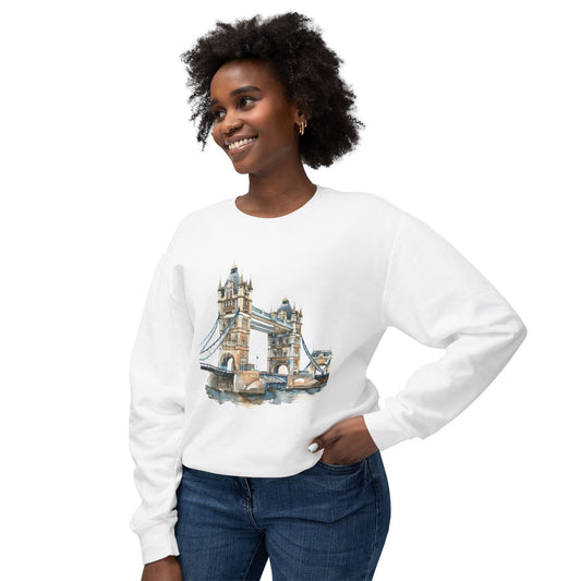 Unisex Lightweight Crewneck Sweatshirt - London Bridge - Iconic Landmark and Historical Beauty