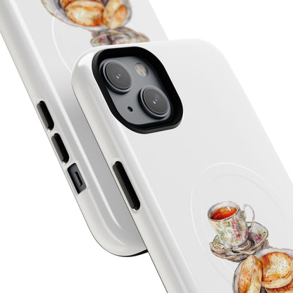 Tough Magnetic Phone Case with Tea and Biscuit Design, Cute Phone Cover, Gift for Tea Lovers, Phone Accessory, Holiday Gift