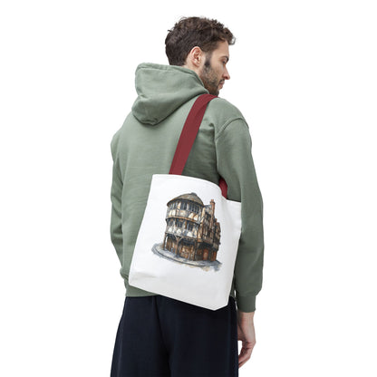 Charming Heritage Tote Bag, Eco-Friendly Tote, Travel Essential Bag, Stylish Shopping Bag, Vintage Architectural Design