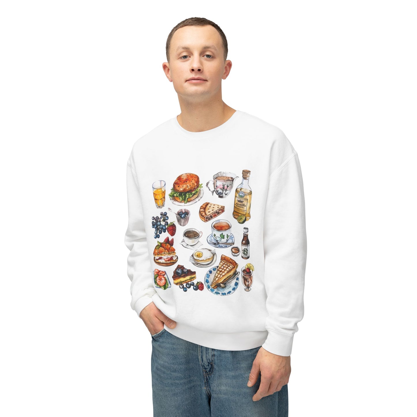 Unisex Lightweight Crewneck Sweatshirt - Vintage England Icons