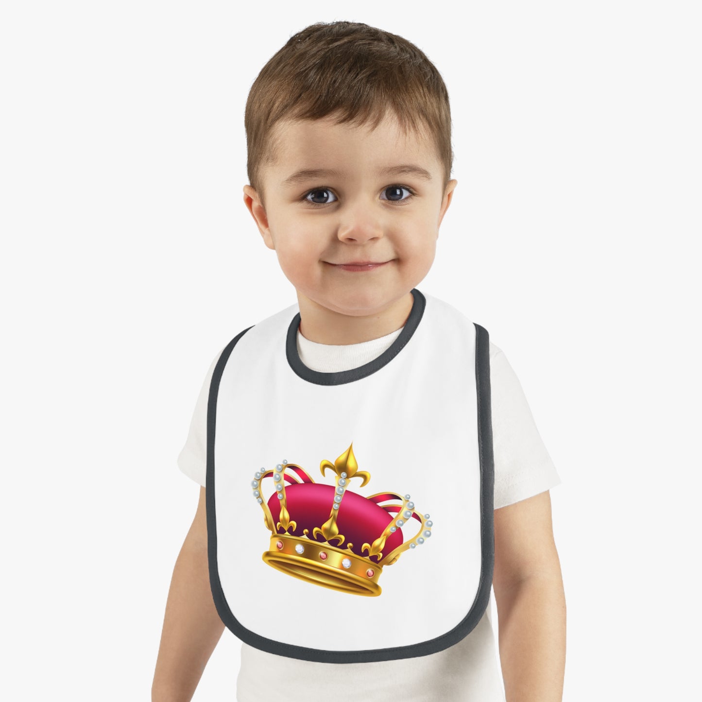 Royal Baby Bib with Crown Emoji, Baby Shower Gift, Baby Feeding Bib, Infant Accessories, Cute Bib for Toddlers, Newborn Essential