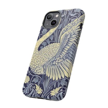 Elegant Swan Phone Case, Floral Design, Tough Cases for Gift, Stylish Protection, Unique Phone Accessory, Modern Floral Art