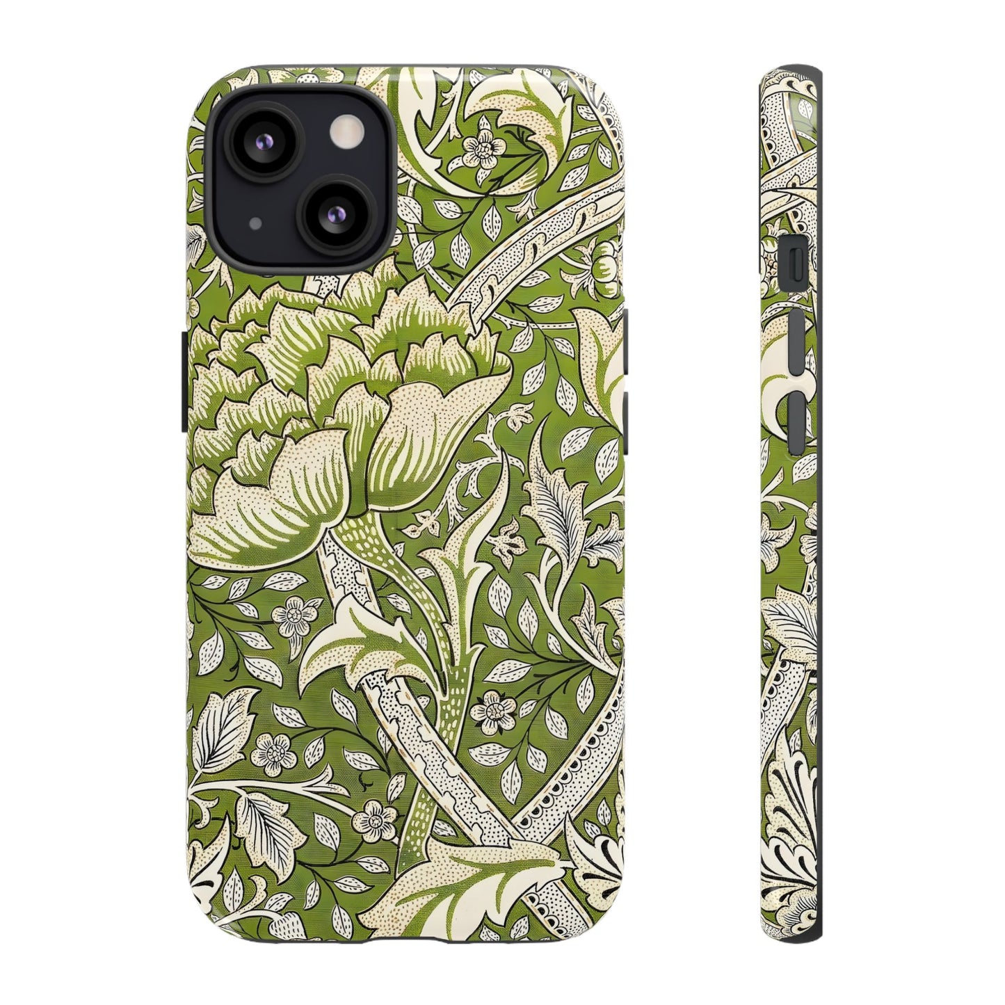 Stylish Phone Case with Floral Design, Durable Protective Cover for iPhone, Unique Gift for Birthdays, Mother's Day, Green Aesthetic