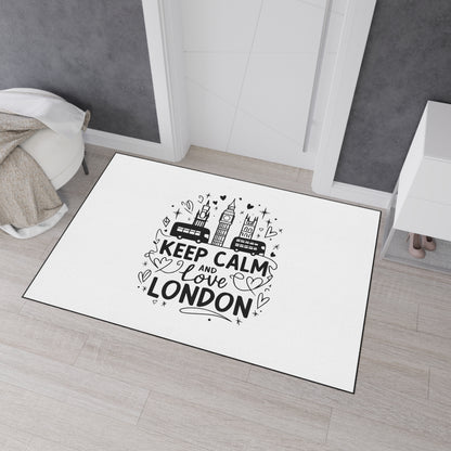 London-Themed Heavy Duty Floor Mat, Keep Calm and Love London Welcome Mat, Home Decor, Floor Fashion, Indoor/Outdoor Rug