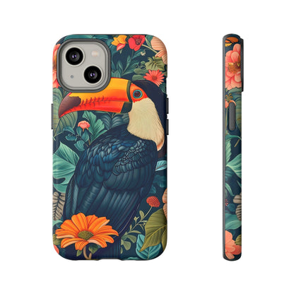 Tropical Toucan Phone Case - Cute Animal Design, Nature Lover Gift, Floral Pattern, Bird Lover Accessory, Summer Vibes