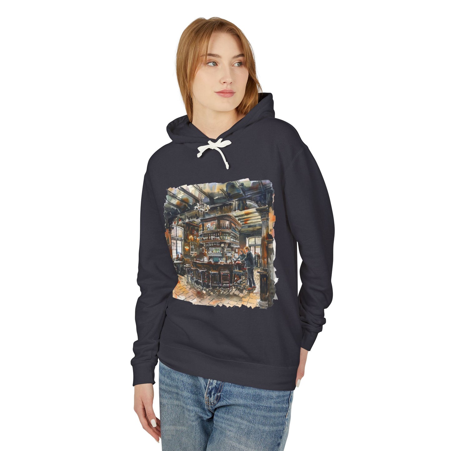 Unisex Lightweight Hooded Sweatshirt - Where Friends Gather - The Cozy British Pub