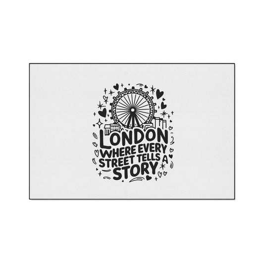 Stylish Heavy Duty Floor Mat - London Street Story Design, Home Decor, Indoor/Outdoor Rug, Entryway Mat, Gift for Travelers