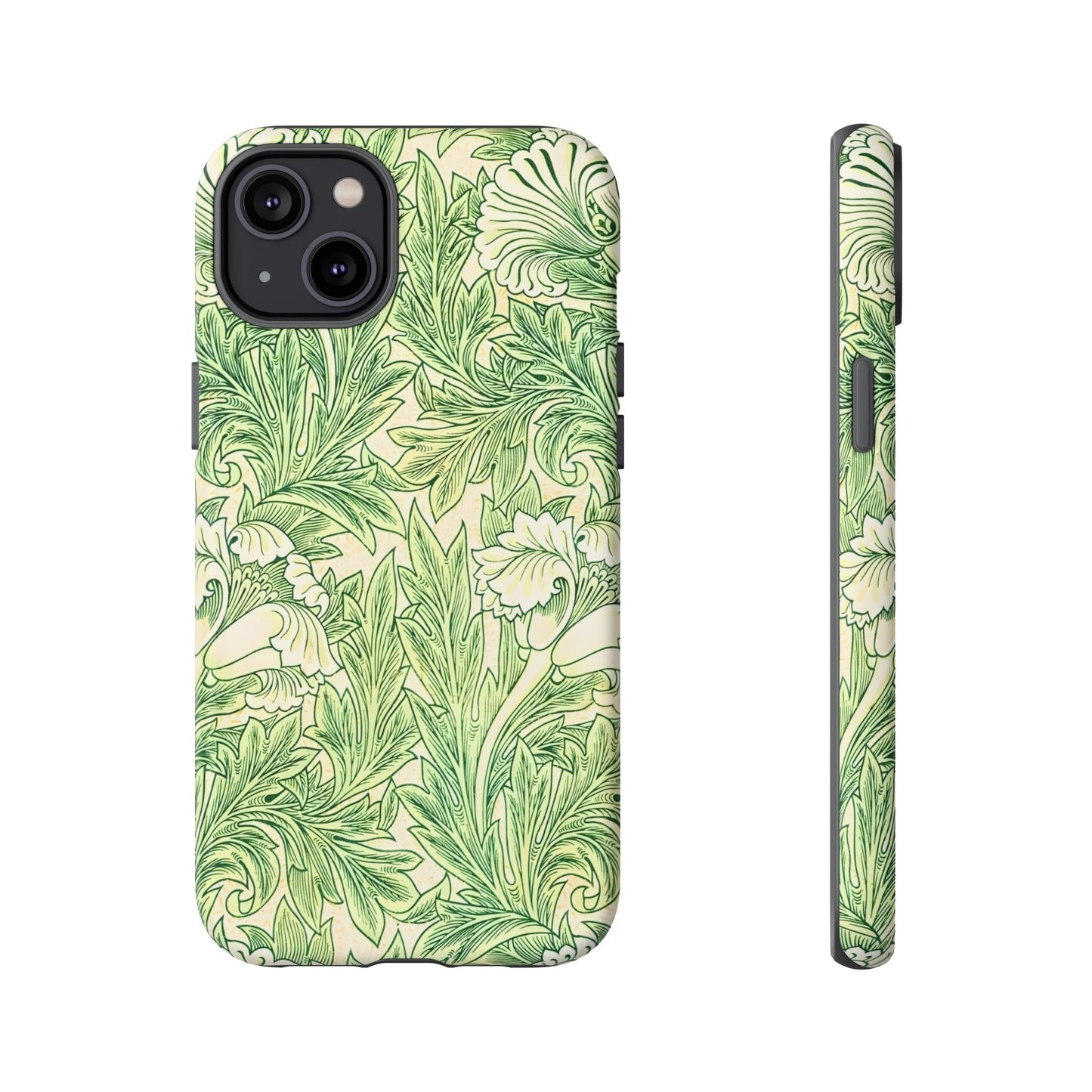 Green Floral Phone Case, Botanical iPhone Cover, Tough Phone Shell, Nature-inspired Gift, Eco-friendly Tech Accessory