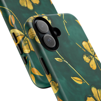 Floral Phone Case with Gold Accents, Tough Phone Cover, Stylish Phone Protector, Unique Gift for Her, Nature Lover Accessory