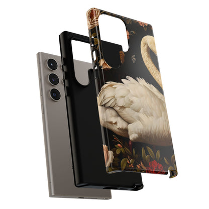Elegant Swan Phone Case, Floral iPhone Cover, Tough Phone Case, Gift for Her, Nature Lover, Mother's Day, Birthday