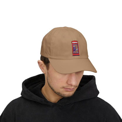 Classic Dad Cap with Vintage Red Phone Booth Design, Casual Hat for Everyday Wear, Gift for Father's Day, Trendy Baseball Cap